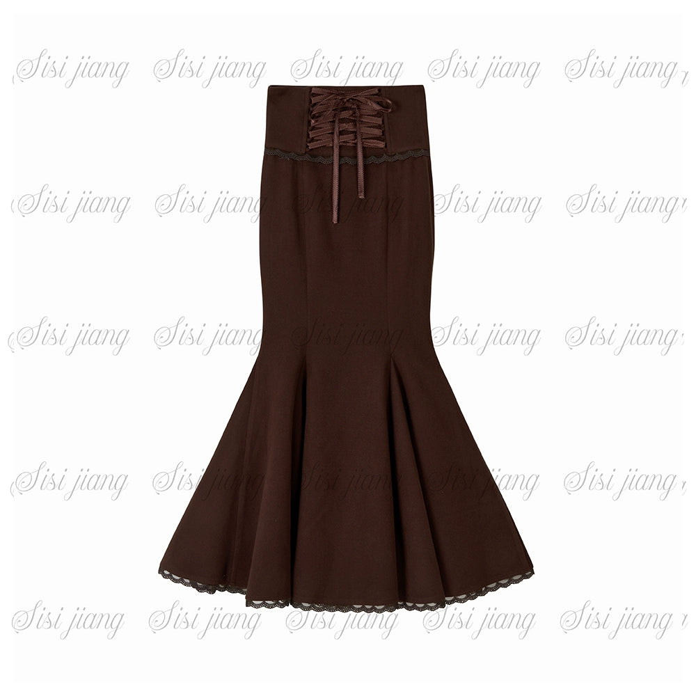 Elegant off-the-shoulder knit + mermaid skirt