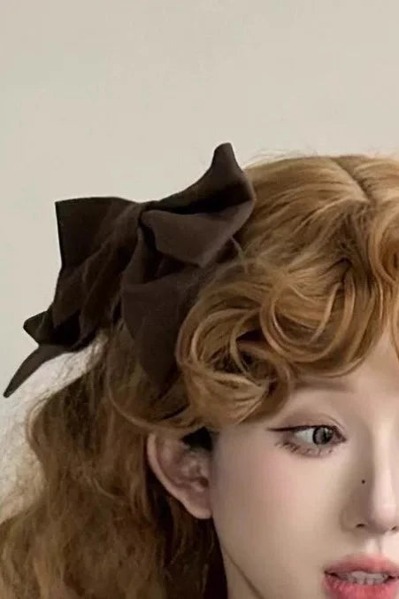 【10月14日予約締切】Brown Vintage Classic Lolita Puff Sleeve Ribbon Frill Collar Handkerchief Hem Bustier Layered Dress + Detachable Sleeves + Ribbon KC + Hair Clip