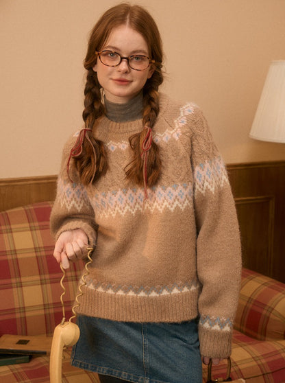 Retro Christmas Fair Isle Pullover Sweater