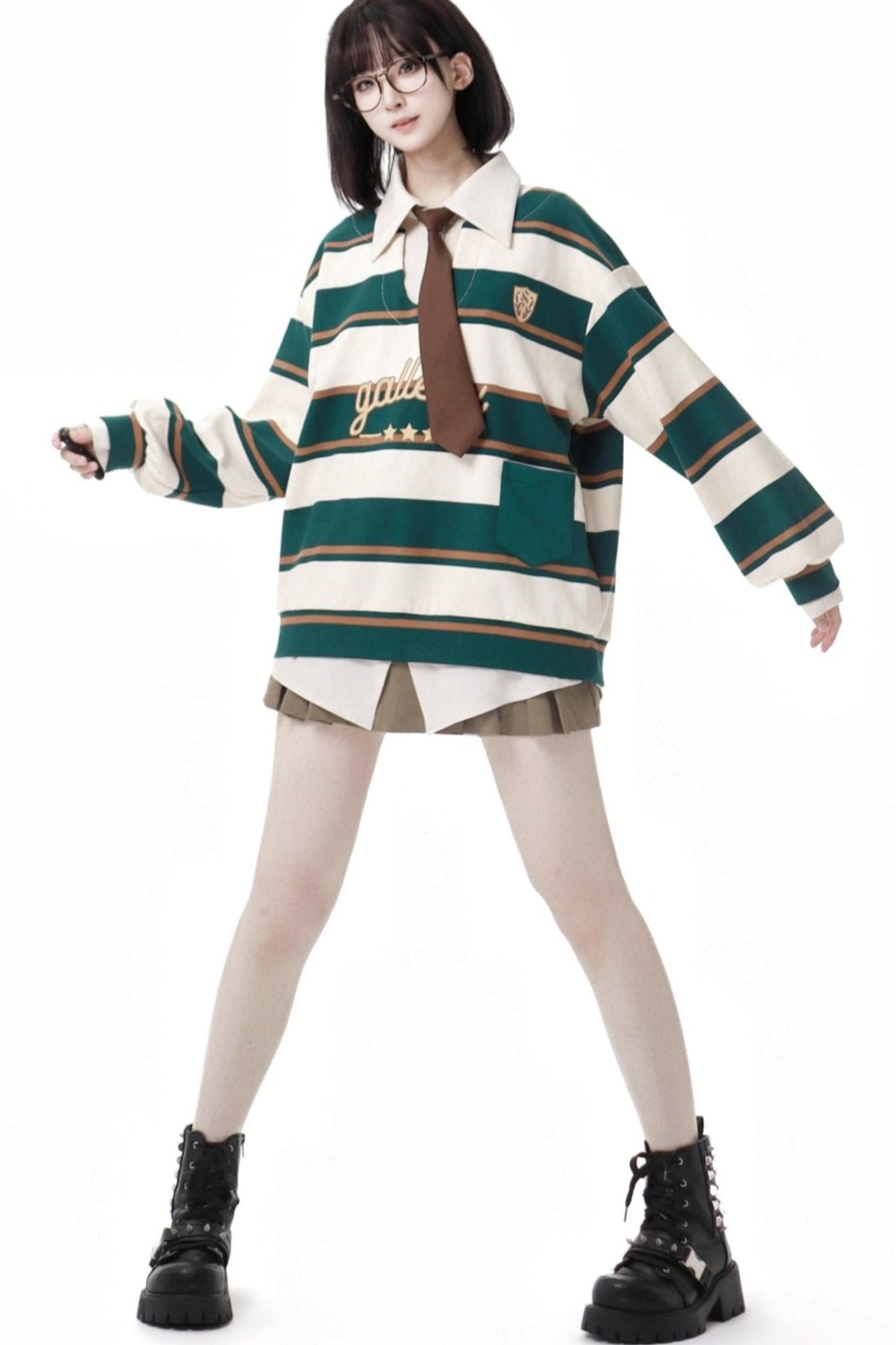 Green Stripe Two Piece Sweat Set