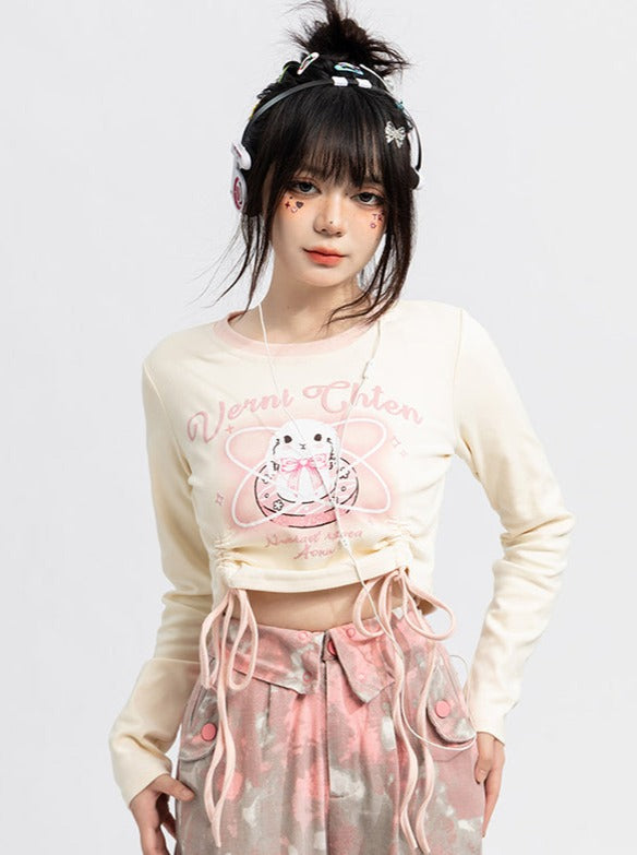 Shirred Bunny Design Short Top