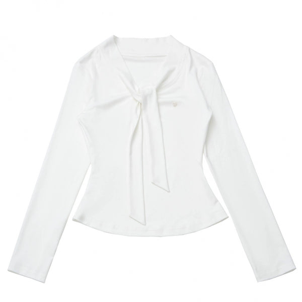 マルチカラーボタンリボントップス