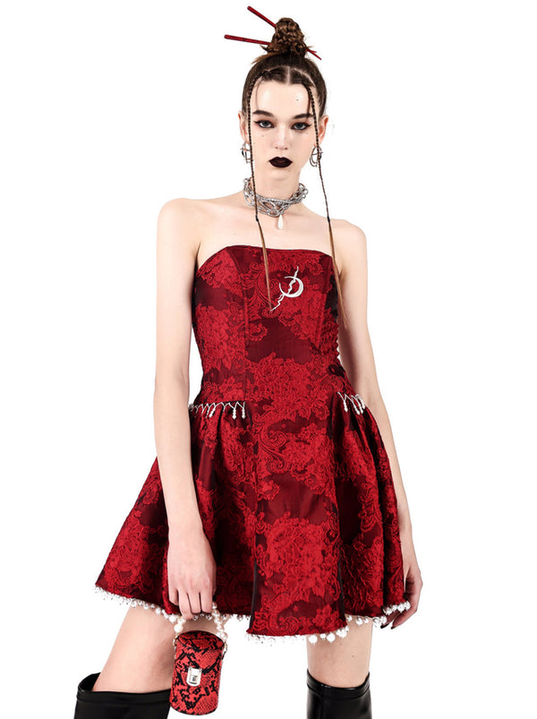 Electric Moon Dark Flower Emblotube Top Packed Dress