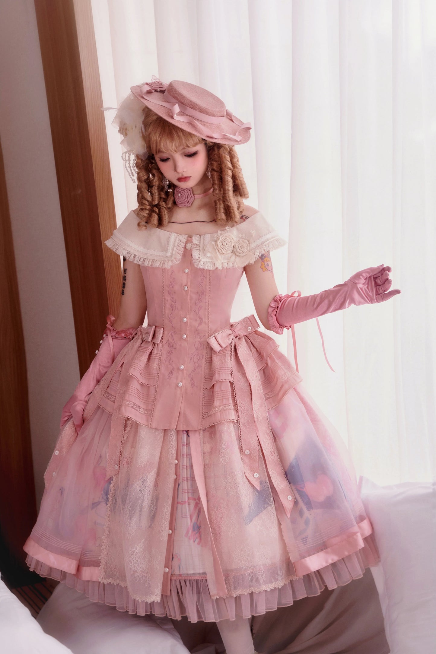 [Reservation product] French Rose Elegant Split Princess Dress Suit