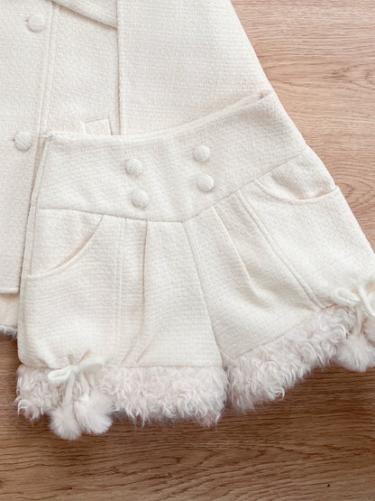 アニマルツイードコート＋ボアショートパンツ