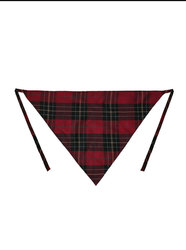 Little Red Riding Hood Cape Ribbon Coat + Pleated Collar Shirt + Check Tiered Dress + Head Scarf