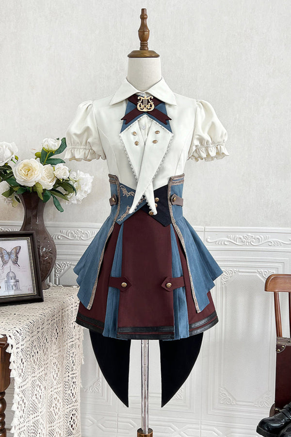 [Reservations] British-style collegiate shirt + skirt + belt