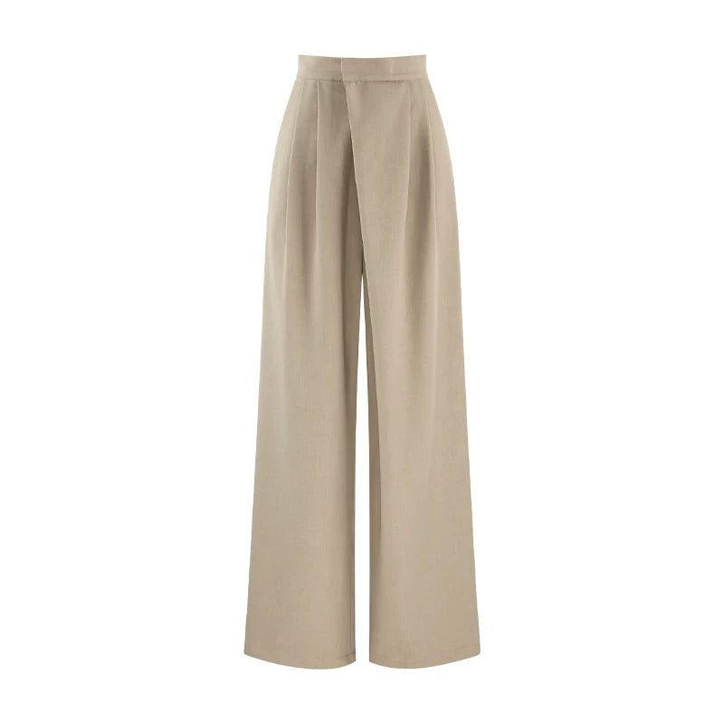 High Waisted Khaki Wide Leg Pants