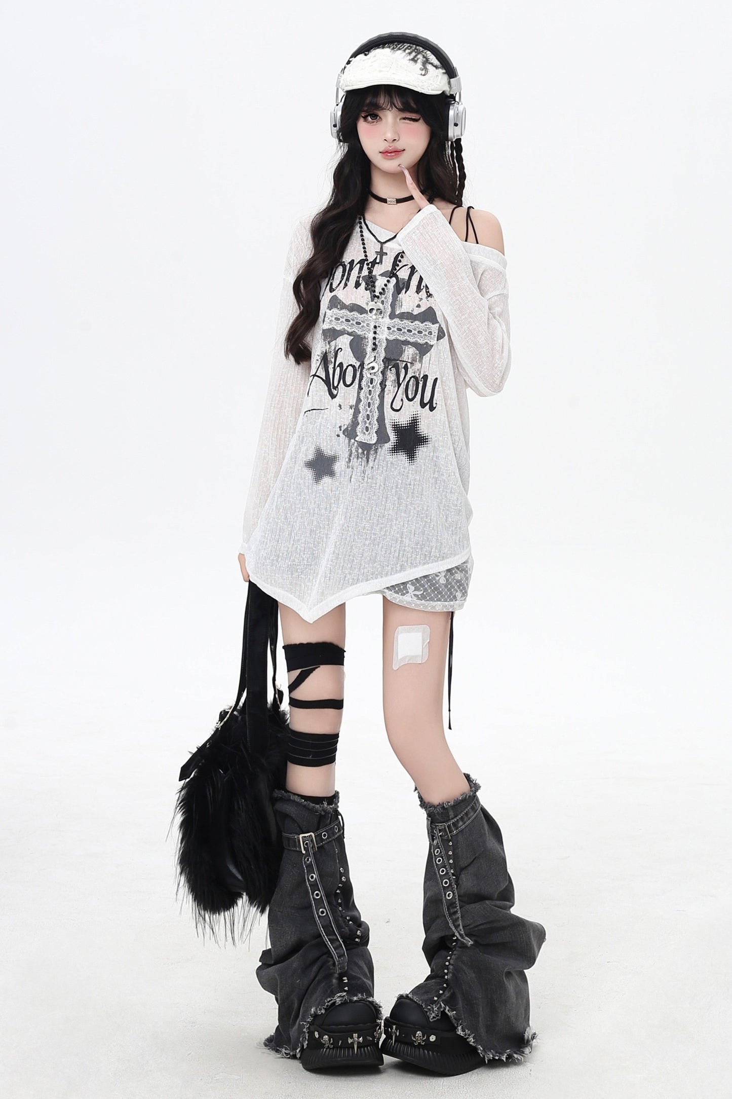 Chic Monochrome Cross One Shoulder Top