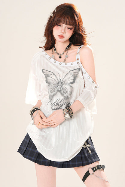 バタフライワンショルダールーズトップス