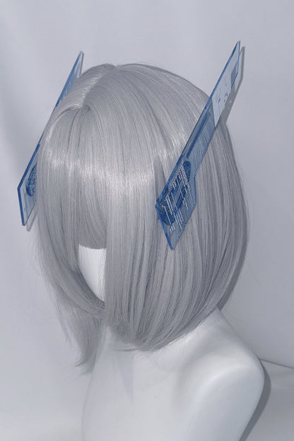 Große Haarspangen im mechanischen Digital-Glitch-Stil