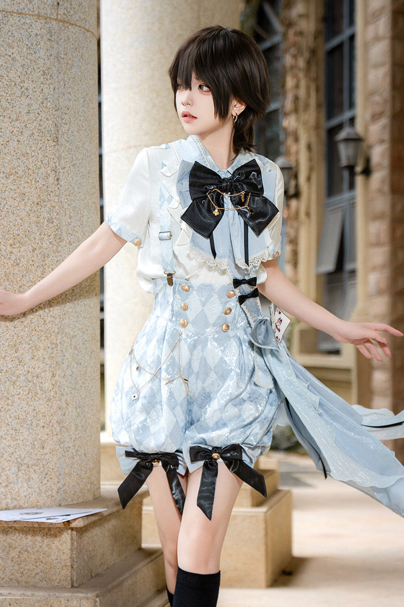 【予約商品】アリス皇子ロリータシャツ+ショートパンツ+ベルト