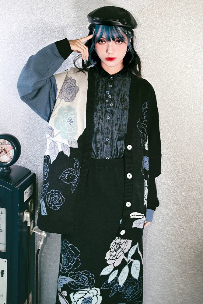 マルチボタンレトロブルーシャツ