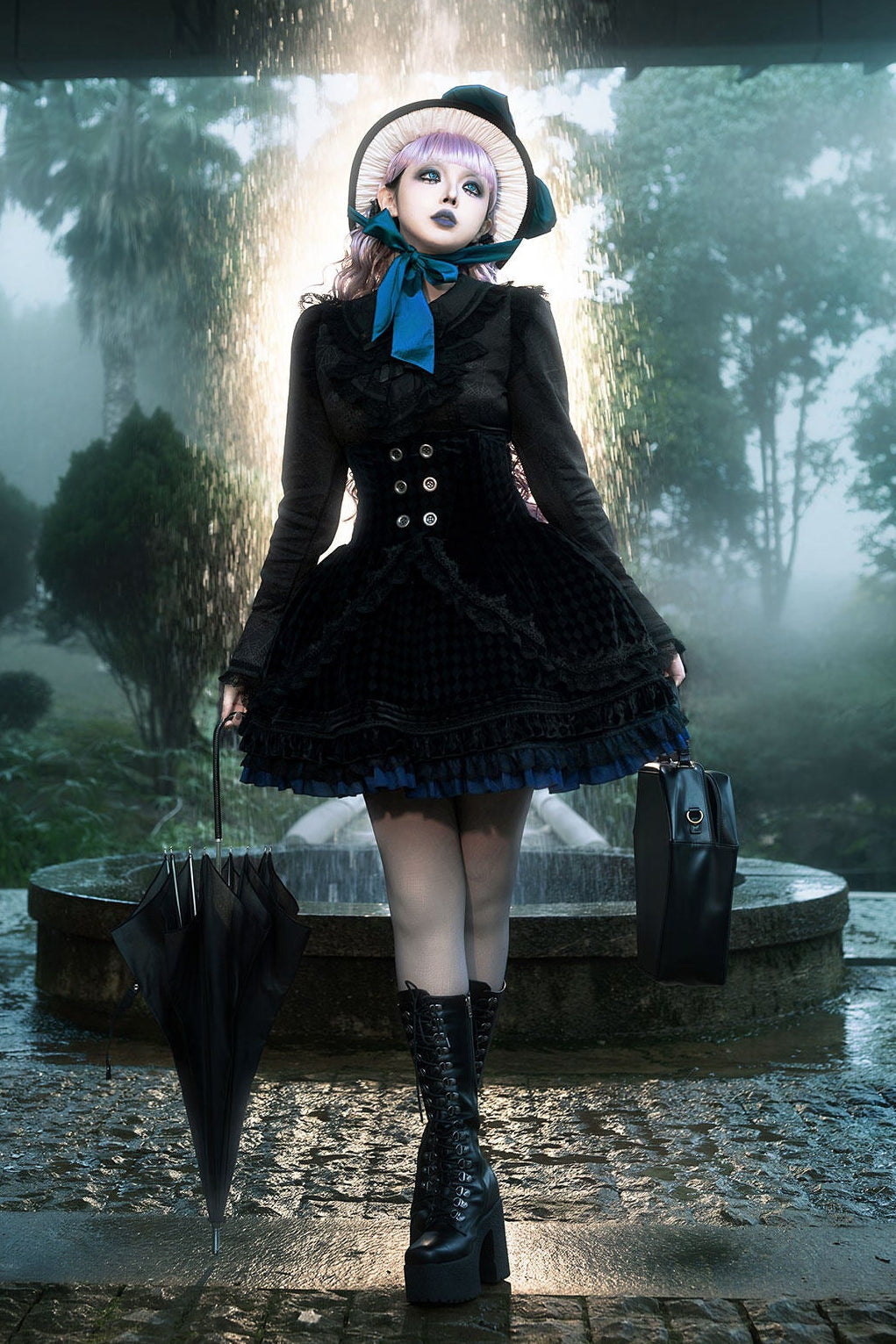 Spider Web Gothic Lace Ribbon Shirt