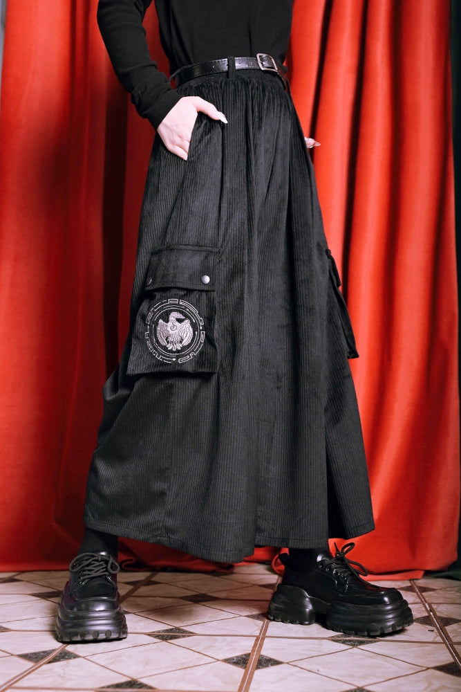 ブラックコーデュロイワイドパンツ