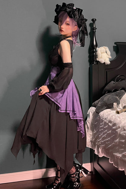 Witch Dark Cherry Love Lolita Dress + Necklace + Chain + Wrist Sleeve