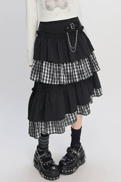 ティアードアシメチェックスカート