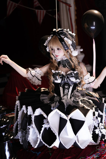 【12月8日予約締切】サーカスロリータエレガントレトロゴシックピエロドレスセット＋アクセサリーコンプリート