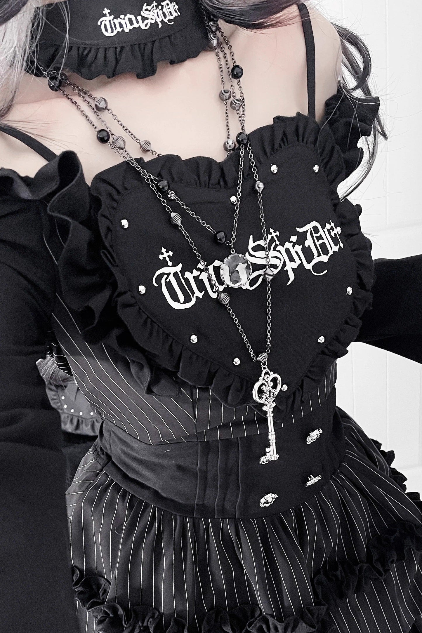 サブカルチャーゴシックダークスリムロングスリーブドレス