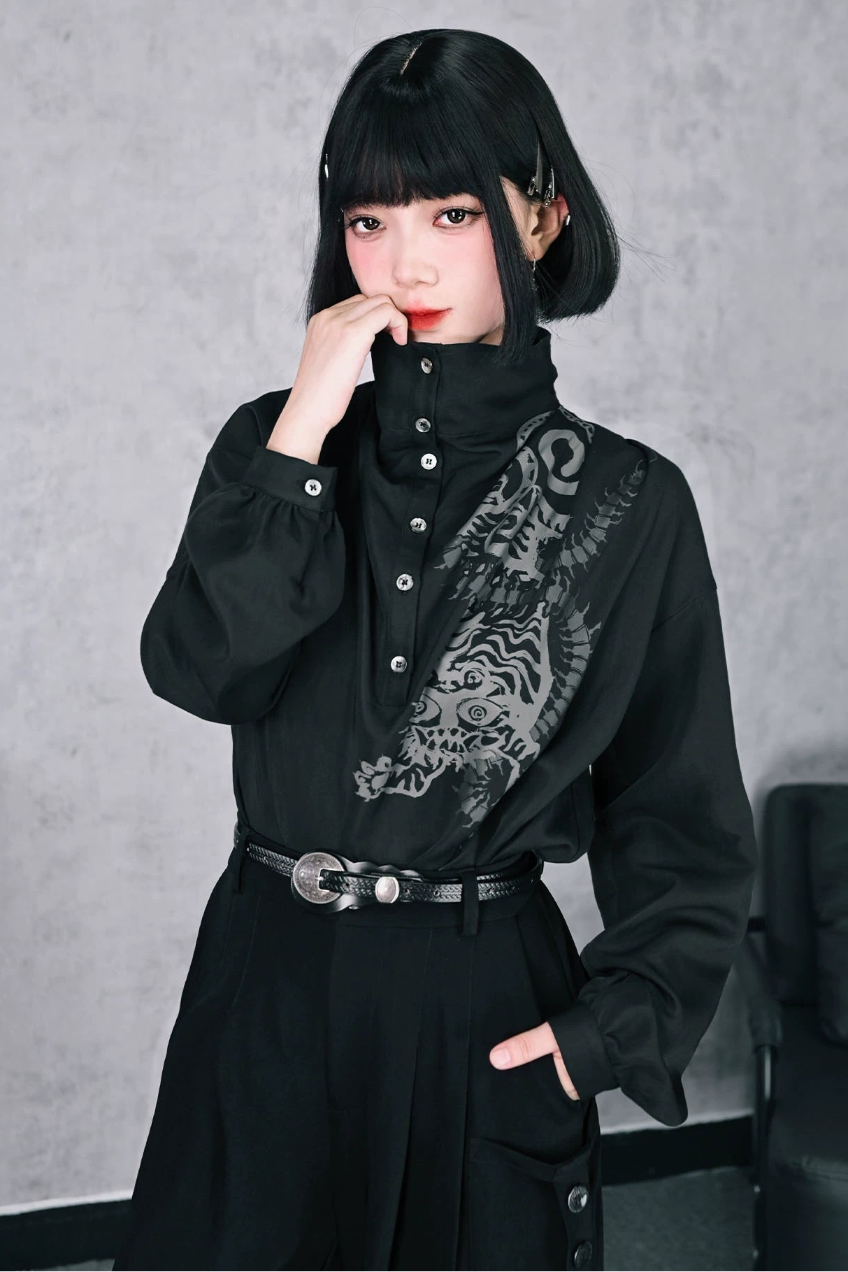 Slimming Retro Lantern Sleeve Top