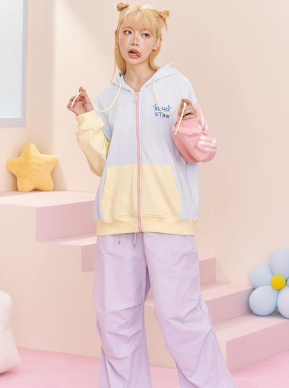 Pastel colorful food zip hoodie