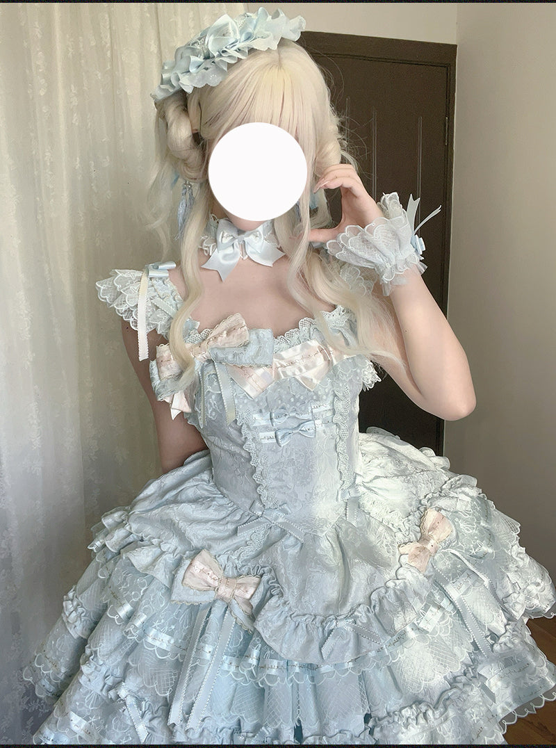 Tricolor dark gothic ribbon dress + accessories