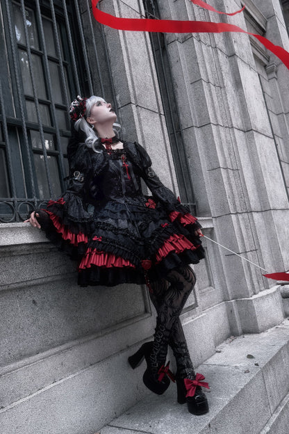 【4月21日予約締切】ブラッドフィーストダークゴシックローズクロスコルセットサスドレス＋ベルスリーブショートジャケット＋アクセサリー