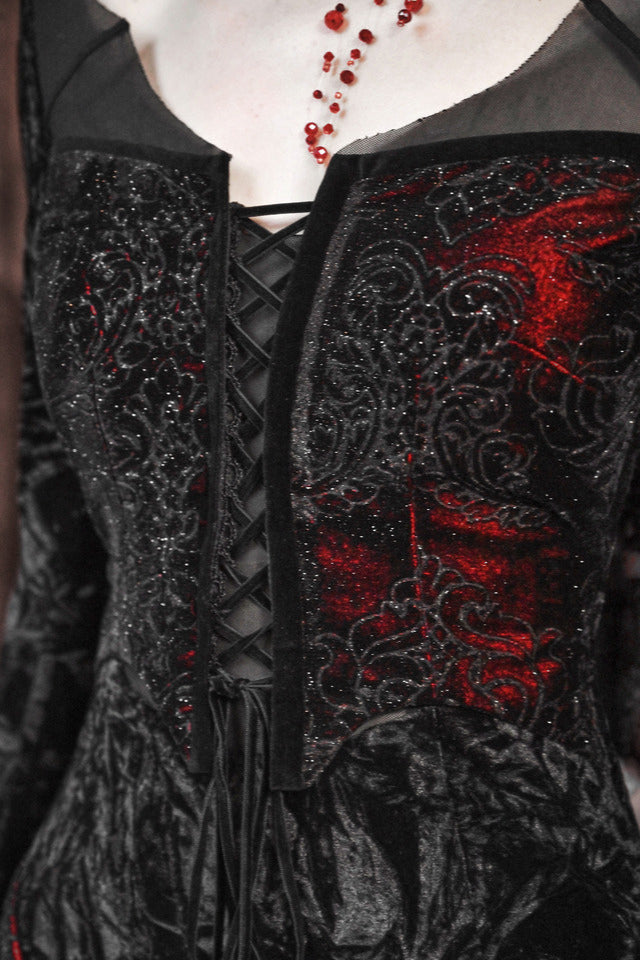 Blood Peak Gothic Dark Velvet Long Dress