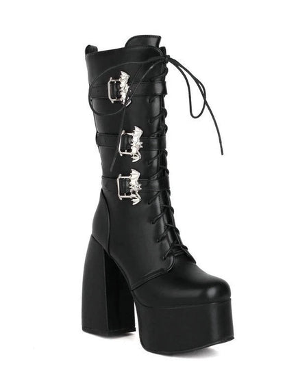 Lace-up Belt Medium Boots