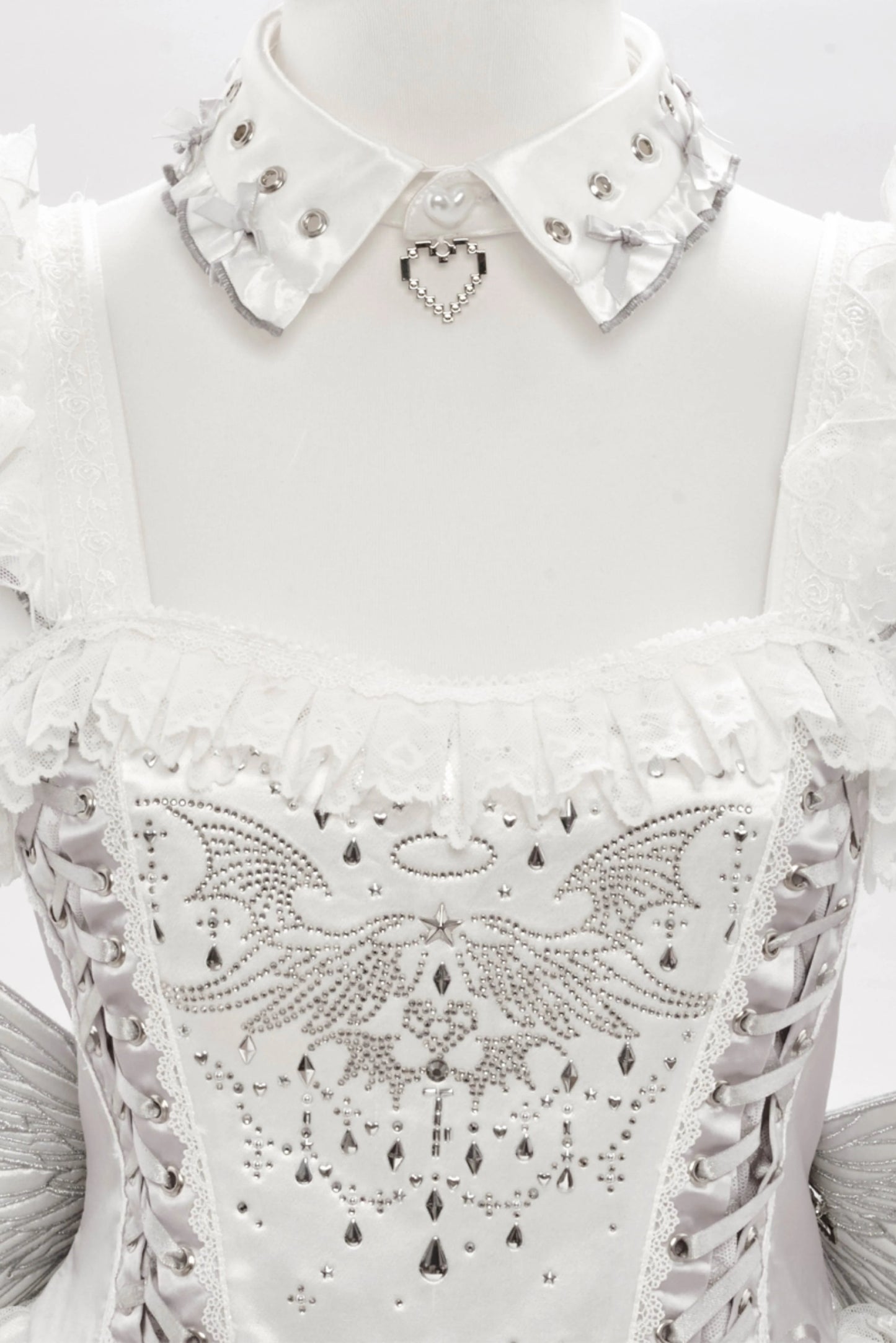 天使の羽刺繍シャツカラー