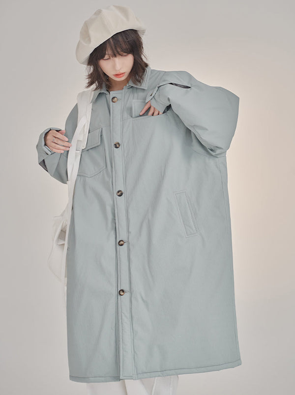 Long knee-length loose cotton coat
