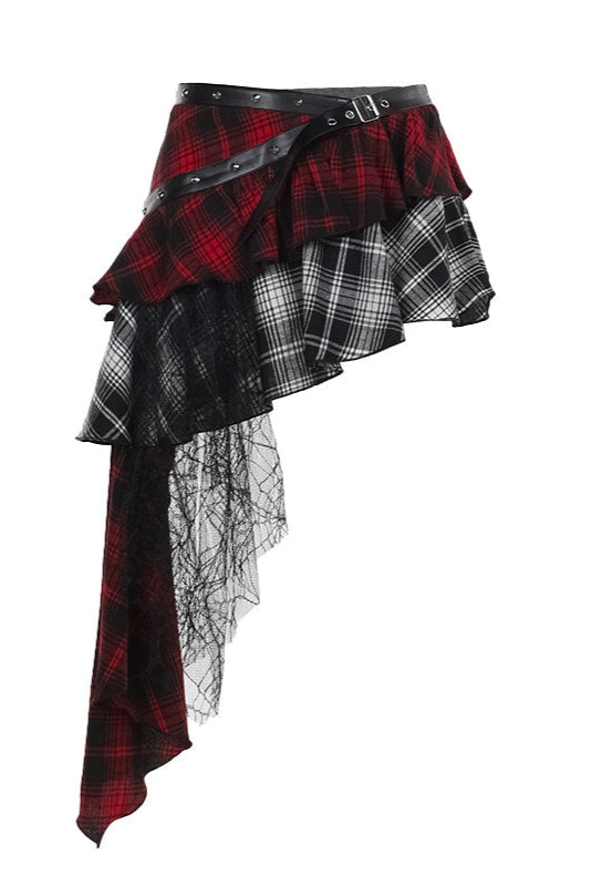 Asia Asymmetrical Check Skirt
