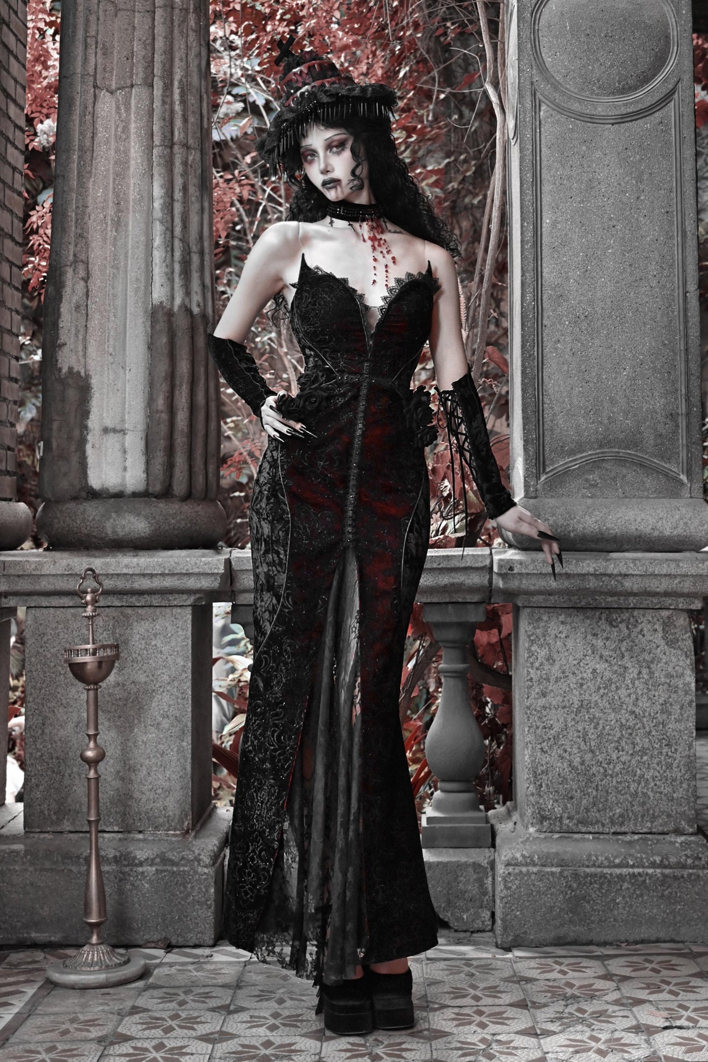 Blood Peak Gothic Dark Love Velvet Dress