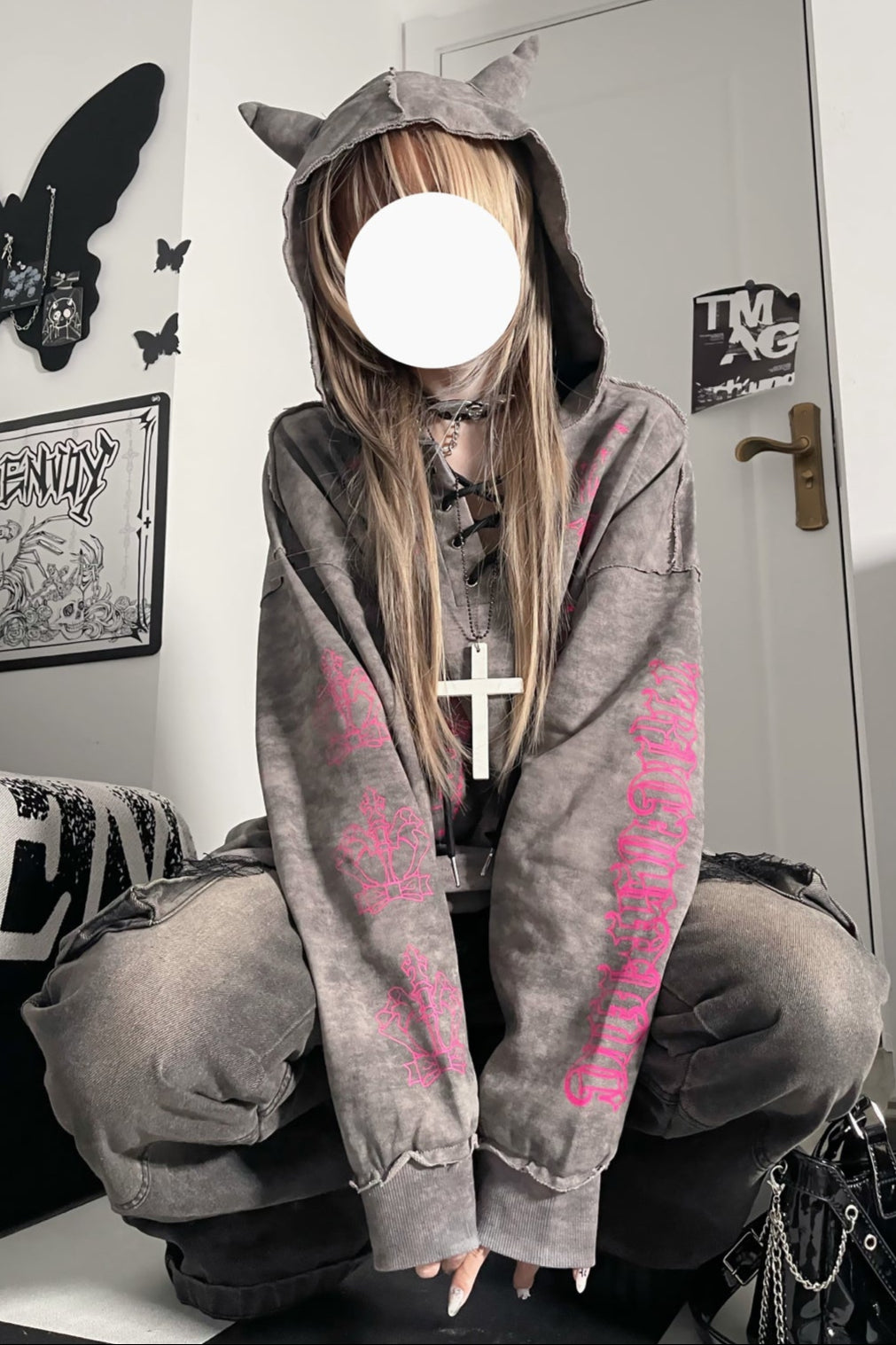 Subculture Dark Loose Hooded Top