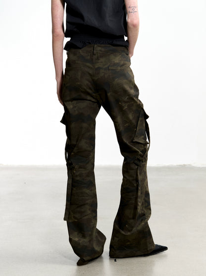 Pantalones cargo con multibolsillos y camuflaje láser