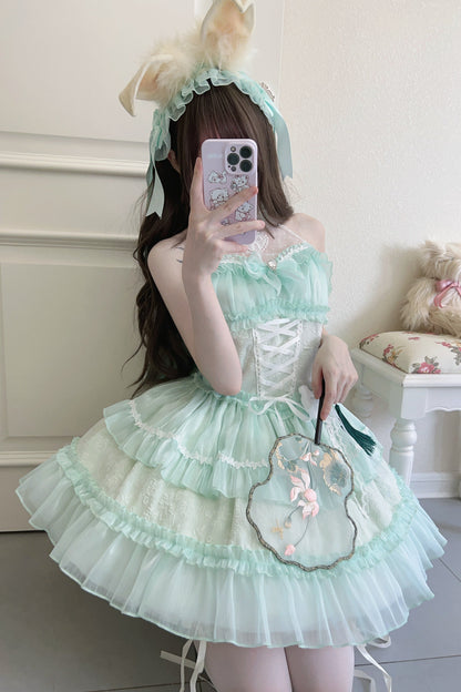 ホルターネックノースリーブシュガーロリータドレス