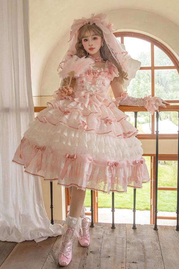 [Reservation deadline on October 18] Rose Garden Floral Pearl Ribbon Tulle Dress