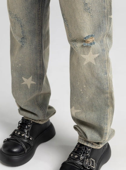 starched denim pants