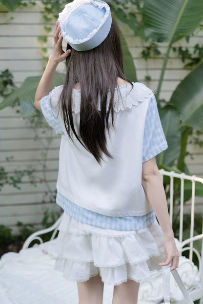Gingham Check Ribbon Top + Cake Skirt