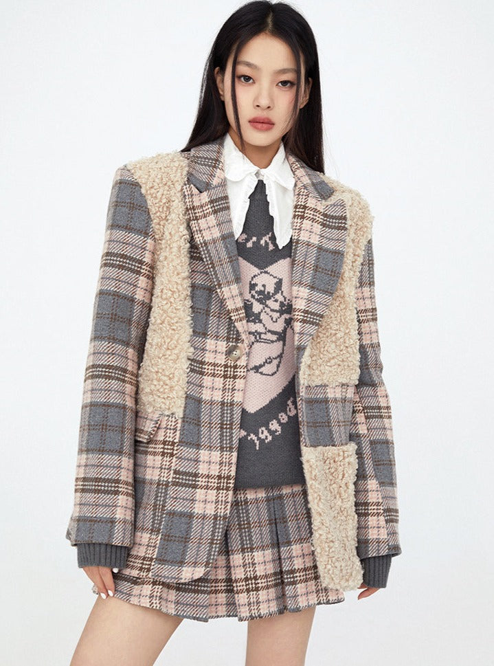 Boa Check Stitch Wool Jacket