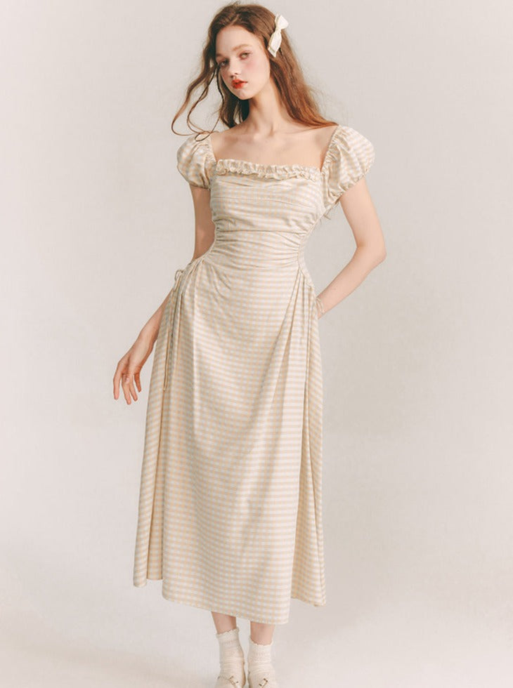 Salt Milk Coffee French check dress