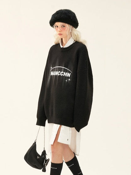 American Logo Over Mode Knit