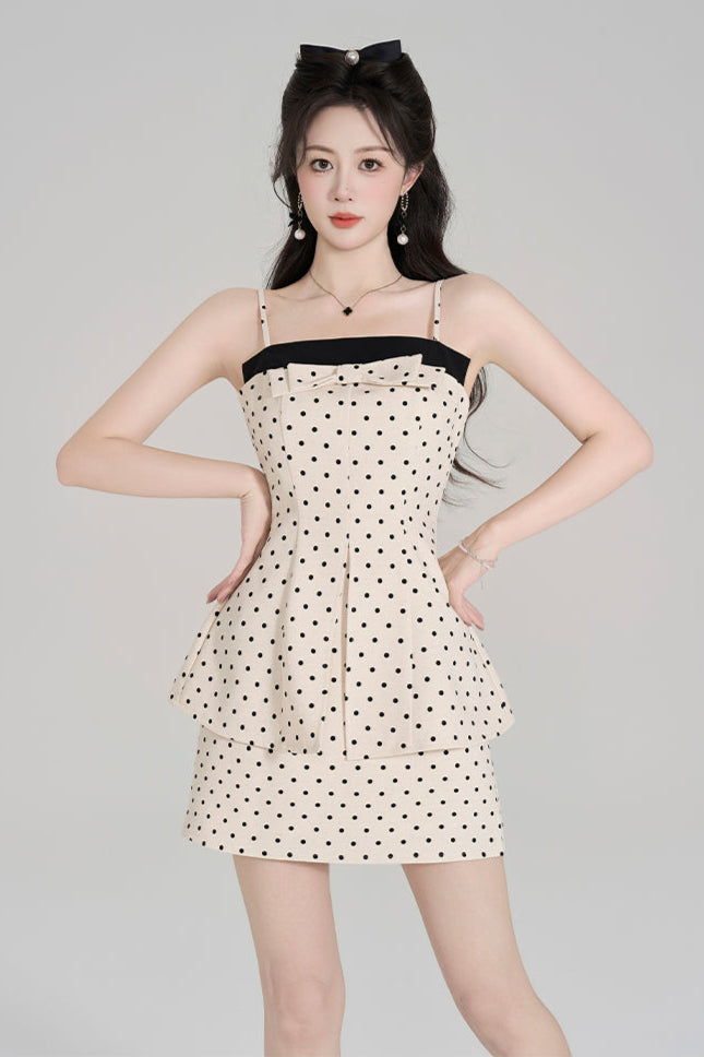 ホルターネックドットシックキャミソールワンピース