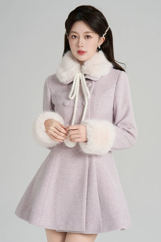 パープルウールンウィンターコート