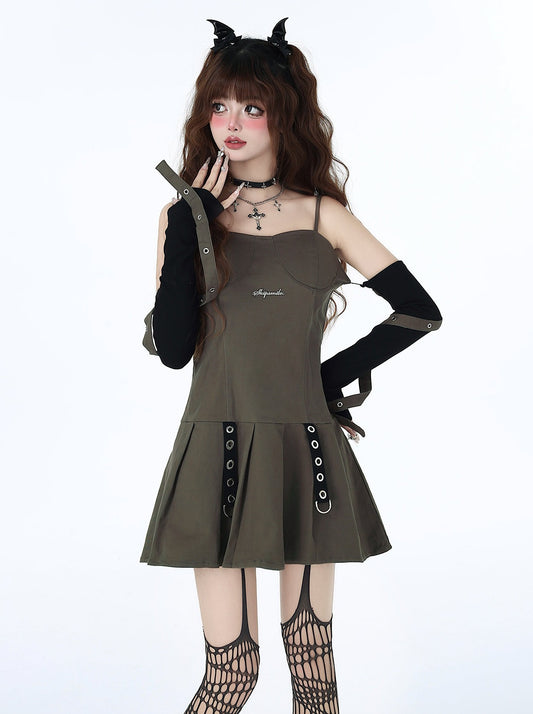 American Hot Girl Design Retro Suspender Dress + Sleeves