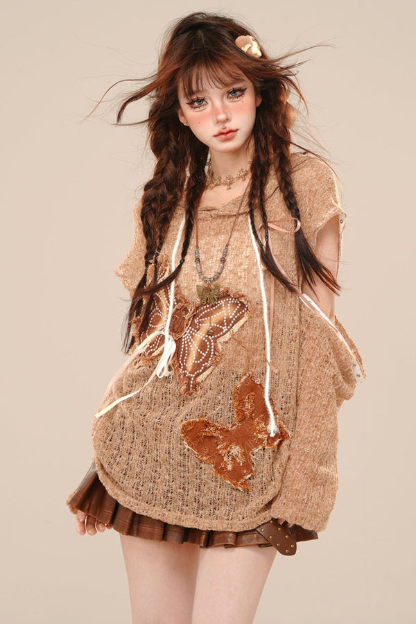 Loose Slim Butterfly Knit Top