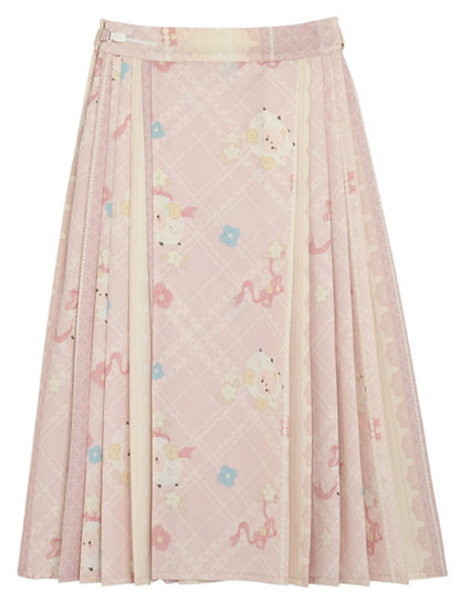 Pink Lamb Pleated Skirt