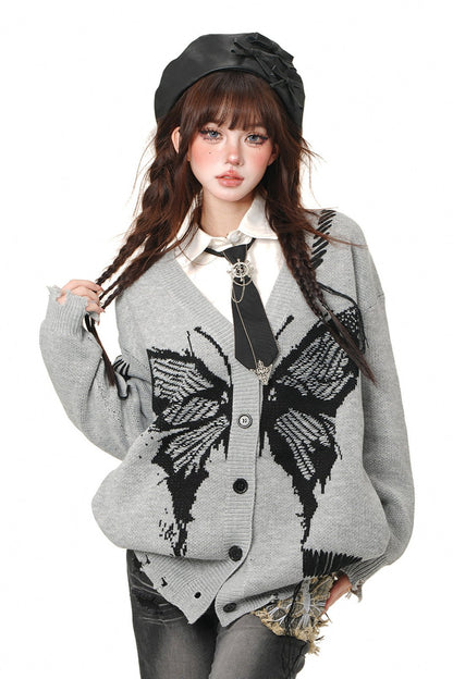 Art School Loose Knit Cardigan Jacket