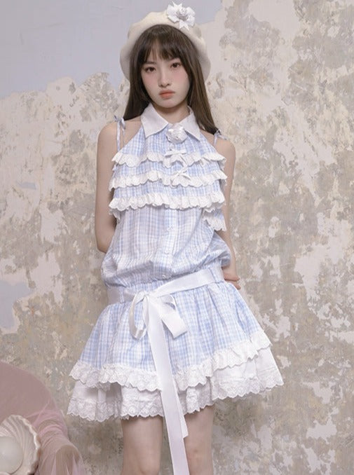 Angel Ice Blue Check Summer Dress