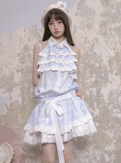 Angel Ice Blue Check Summer Dress